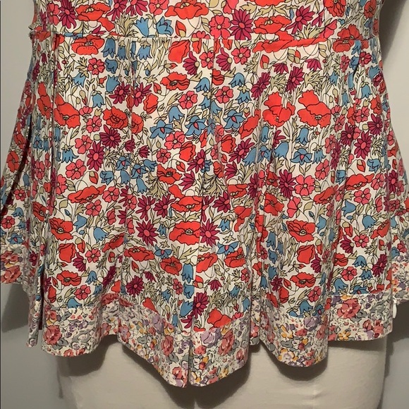 French chic Cacharel pleated floral cotton top M - Picture 3 of 8